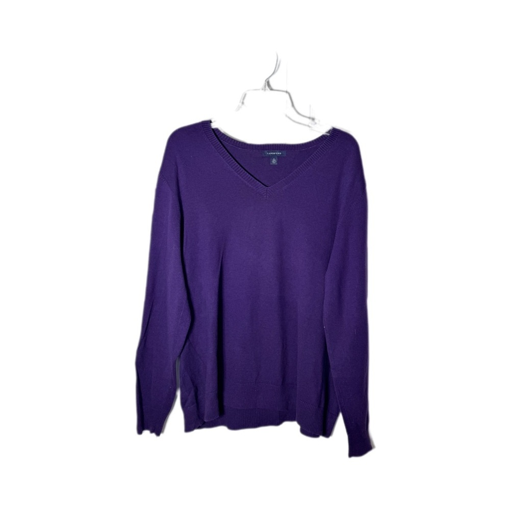 Lands' End Women's V-Neck Sweater in Rich Purple